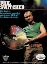 SABIAN CYMBALS - PHIL COLLINS of GENESIS - 1984 Print Advertisement picture