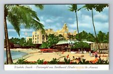 Waikiki HI-Hawaii, Waikiki Beach, Antique Vintage Souvenir Postcard picture