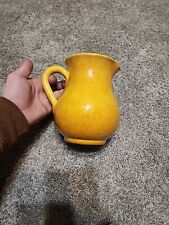 Vintage Yellow / Orange Ceramic Glazed Pitcher Made In Italy 6.75