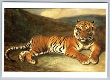 Watercolor Print Postcard Antoine Louis Barye, Tiger Art Card 6 x 4.25