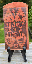 One (1) Vintage ca1940’s Halloween Paper Trick Or Treat Bag Witch Bat Cat JOL picture