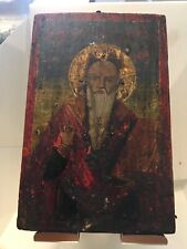 ANTIQUE 18 C GREEK WOOD ICON ST. HARALOMBOS picture