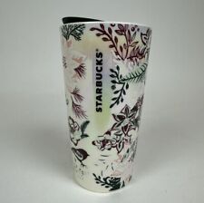 RARE Starbucks 2022 Holiday Pink Enchanted Forest Floral Ceramic Tumbler 12oz picture
