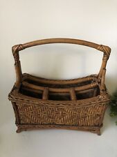 Vintage Bamboo /Wicker Basket Utensil Caddy Storage Organizer picture