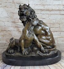 Vintage Style bronze walking lion sculpture lost wax 16 inches long picture