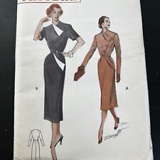 Vintage 1950s Butterick 5628 Tailored Asymmetrical Dress Sewing Pattern 18 UNCUT picture