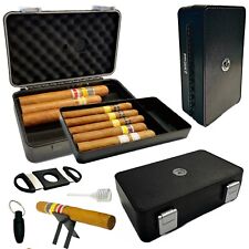 Cigar Case Travel Humidor Double Layer 10 Cigar Cutter Hole Puncher Hygrometer picture