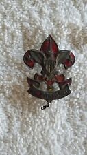 Boy Scouts of America Vintage Scout Leader Red Enamel Hat Badge / Pin BSA picture