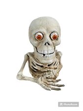 Vintage Cast Iron Skeleton Skull Coin Mechanical Bank w/ Poppy Eyes picture