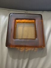 Vintage MCM Blenko Amber Ashtray Square Hand Blown Weighted Polished Retro 6