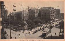 VINTAGE POSTCARD STREET CARS CROWDS SCENE AT LAFAYETTE SQUARE BUFFALO N.Y. 1910 picture