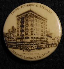 RARE 1915 DIVES POMEROY & STEWART DEPARTMENT STORE ADVERTISING PIN - READING PA picture