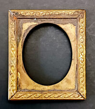 Antique Miniature Metal Gold Tone Oval Portrait Frame Waves 1¼