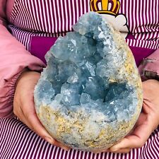 2570G HUGE Natural Blue Celestite Crystal Geode Cave Mineral Specimen 2352 picture
