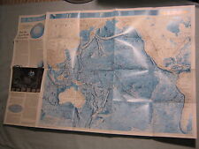 PACIFIC OCEAN + INDIAN OCEAN FLOOR MAP National Geographic June 1992 picture