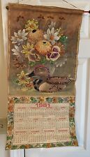 Vintage 1981 Kitchen Felt Sequined Calendar Towel Wall Hanging Mallard Duck picture