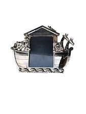 VTG GODINGER Silver Plated Metal NOAH'S ARK Animal Boathouse Photo Frame MCM picture