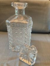 Vintage Crystal Square Decanter with Stopper 9 1/2' Tall Gorgeous Pattern picture
