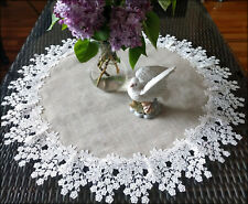 Doily 23 inch Flower Lace Table Topper Neutral Burlap Natural Floral Daisy  picture