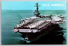 U.S.S. America CV 66 Navy Aircraft Supercarrier Photo Postcard picture
