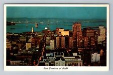 San Francisco CA-California, Aerial San Francisco At Night, Vintage Postcard picture