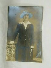 Antique RPPC Young Lady Dressed In Suit Dress & Hat Holding Purse Frank Wuttge picture