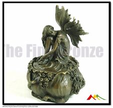 signed Milo, Real Bronze Butterfly Girl Trinket Box, Not Resin picture