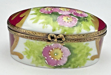La Gloriette Limoges France Classic Floral Limited Edition Oval Trinket Box picture