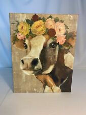 Country Cow With Flower Crown Print Wall Art Wrapped Frame 11x14 Punch Studio picture