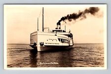 Mackinaw City MI-Michigan RPPC, Straits Of Mackinac Ferry Vintage c1936 Postcard picture