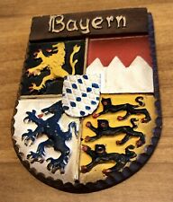 VINTAGE Bayern Bavaria Germany Crest Coat Arms Lion Panther Wooden Wall Plaque picture