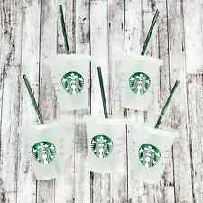 Set of 25 Mini Starbucks Kids Cups with Green Straws - 16oz Mini Cups picture