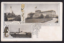 c1902 multi-view ship ss Lincoln & Boston Lighthouse Massachusetts postcard picture