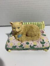 Lady Jayne Cottage Cat Sitting on a Pillow Figurine Memo Pad & Pen Holder picture