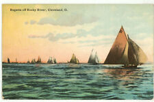 VINTAGE 1907 ROCKY RIVER SAILING SAILBOATS REGATTA CLEVELAND, OHIO POSTCARD picture