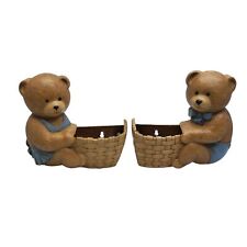 vintage 1980s pair of burwood products molded bear wall mount planters picture