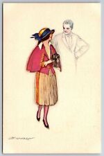 Italian Artist Mauzan~Romantic Fashion Couple~Gentleman Fade-Away~524-4 Art Deco picture