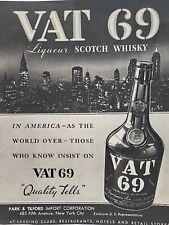 1935 Vat 69 Liqueur Scotch Whiskey Fortune Magazine Print Ad NYC Skyline Evening picture