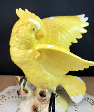 Yellow and White Cockatoo Parrot Bird Figurine VINTAGE 1960's Woolworths Japan picture