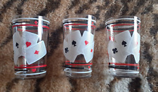 VTG 1950s 1960s Suit Of Cards Glass Tumblers x 3 Novelty Gambling Man Cave VGC picture