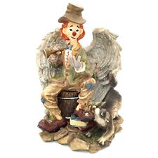 Clown with Angel Wings with Trumpet & Dog 9 Inches Tall Vintage 1980s Ceramic picture