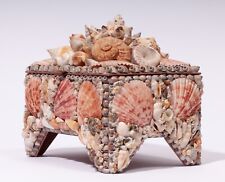 Handmade Seashell Shell Art Jewelry Trinket Box Coastal 9” x 6” x 8” Nautical picture
