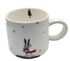 Rae Dunn Magenta Jack's Holiday Large Christmas Mug Coffee Bunny Rabbit picture