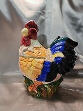 ALCO INDUSTRIES CERAMIC CHICKEN/ROOSTER COOKIE JAR VERY COLORFUL NO Chips Or Scr picture