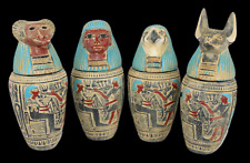 RARE ANCIENT EGYPTIAN ANTIQUE 4 Mummification Canopic Jars Old Pharaonic Statues picture