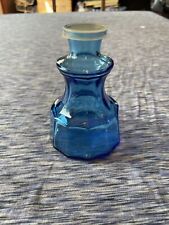 Blue Unique Shaped Bottle With Plastic Lid No Makers Mark  picture