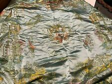 LARGE CHINA THEMED COVERLET, DRAGONS, 48 BY 60, CHINESE HOUSES, TEMPLES picture