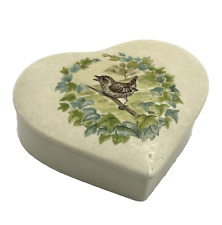 Heart Shaped Box Porcelain Bird on Branch Floral Design England picture