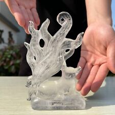 1.5LB 6.4''Natural Clear Quartz Nine-Tailed Fox Crystal Healing Gift Ornament picture