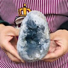 1400G Natural Beautiful Blue Celestite Crystal Geode Cave Mineral Specimen 122 picture